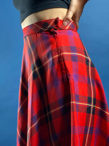 Vintage 1970s Check Midi Skirt