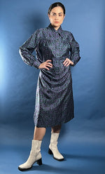 Load image into Gallery viewer, Vintage 1970s Geo Pattern Silk/Satin Tunic Shirt/Dress
