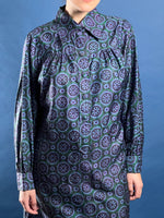 Load image into Gallery viewer, Vintage 1970s Geo Pattern Silk/Satin Tunic Shirt/Dress
