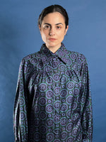 Load image into Gallery viewer, Vintage 1970s Geo Pattern Silk/Satin Tunic Shirt/Dress
