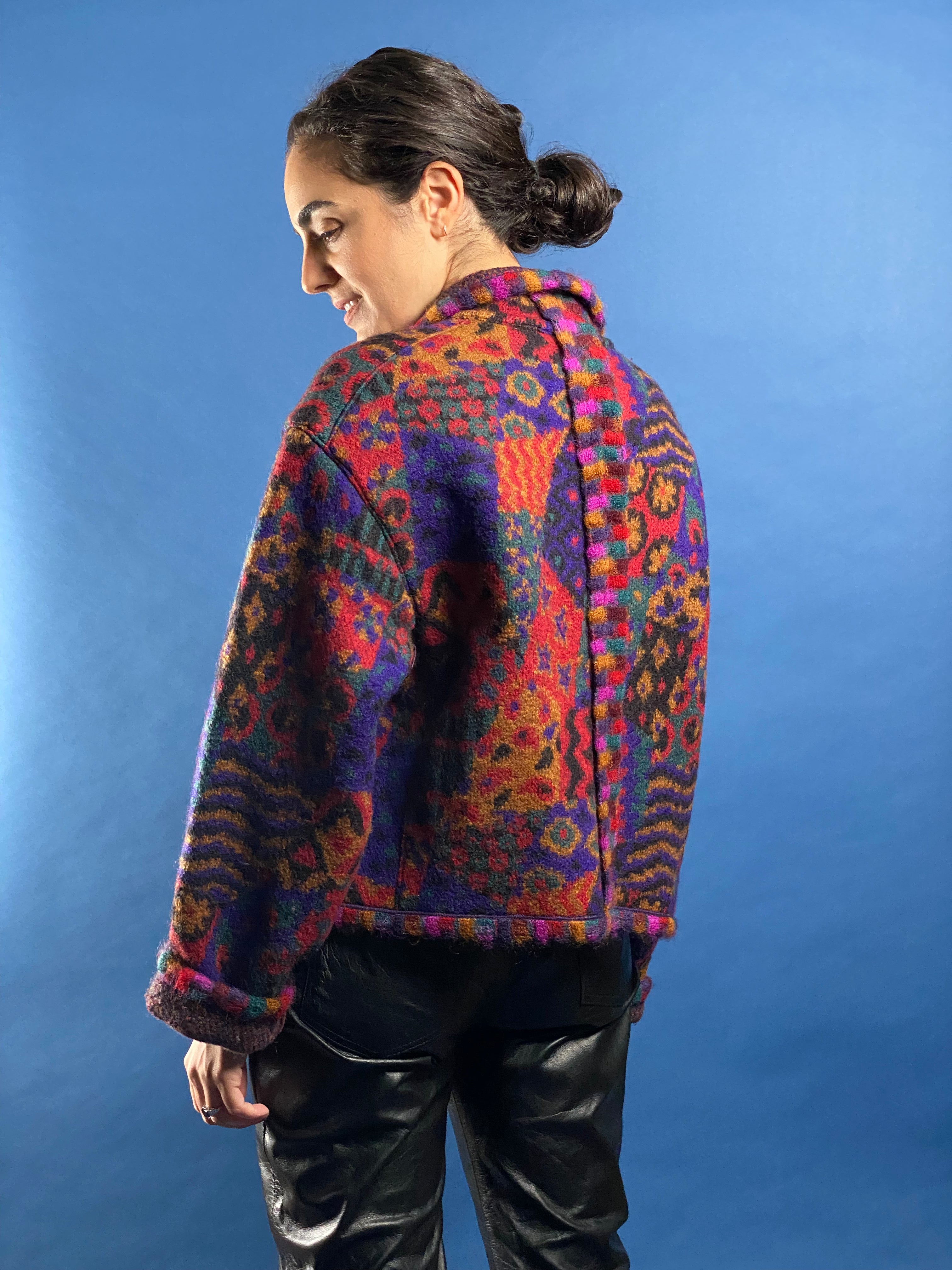 Vintage 1980s MISSONI Wool Abstract Pattern Jacket