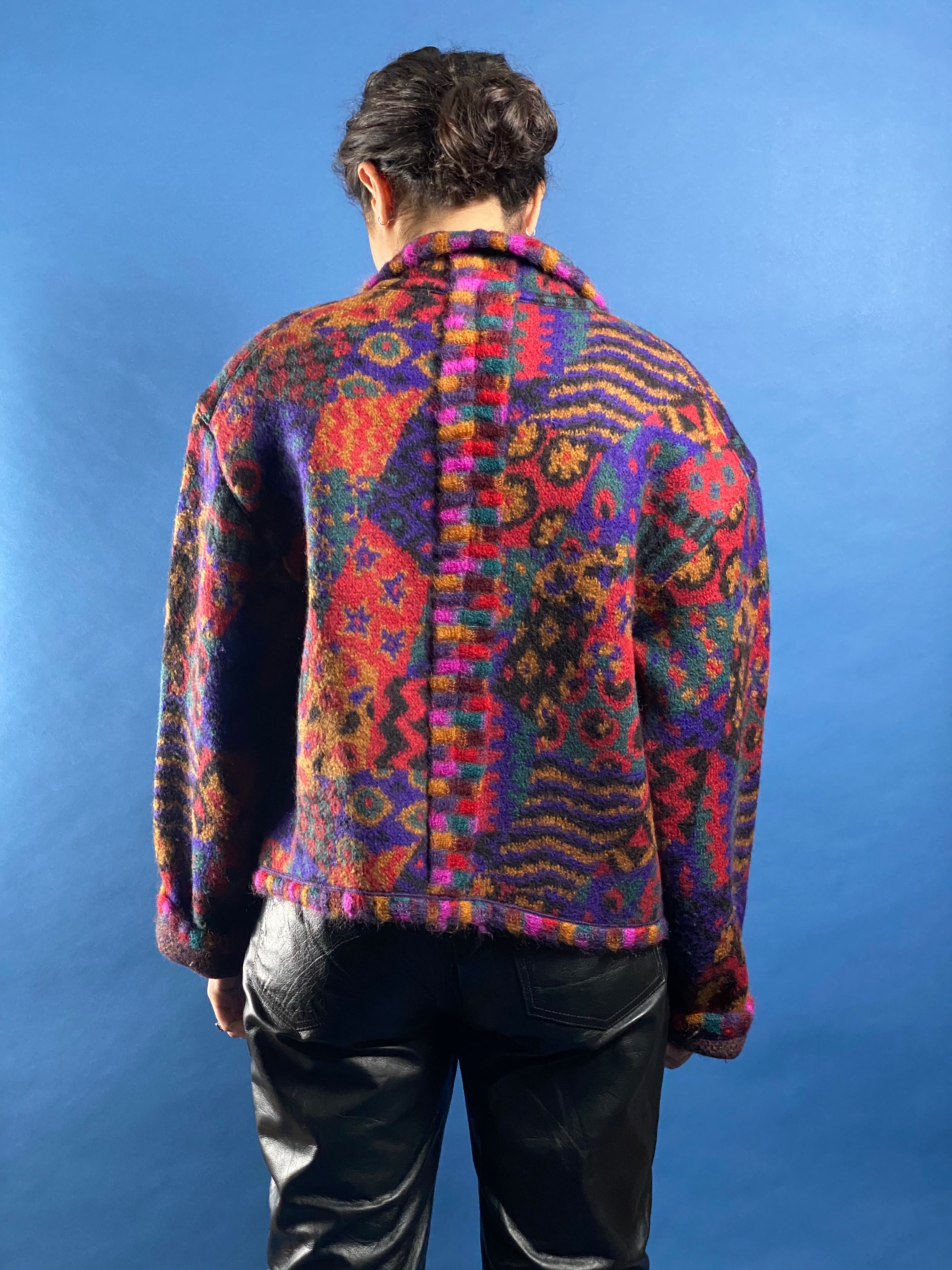 Vintage 1980s MISSONI Wool Abstract Pattern Jacket