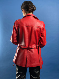 Vintage 1970s Red Leather Mod Jacket