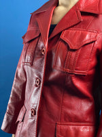 Load image into Gallery viewer, Vintage 1970s Red Leather Mod Jacket
