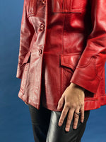 Load image into Gallery viewer, Vintage 1970s Red Leather Mod Jacket
