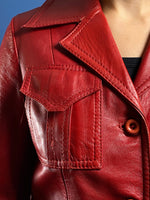 Load image into Gallery viewer, Vintage 1970s Red Leather Mod Jacket
