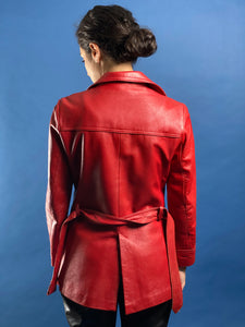 Vintage 1970s Red Leather Mod Jacket