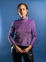 Load image into Gallery viewer, Vintage 1960s Lurex Purple Mod Style Top
