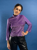 Load image into Gallery viewer, Vintage 1960s Lurex Purple Mod Style Top
