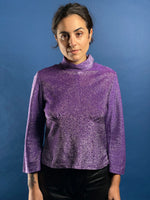 Load image into Gallery viewer, Vintage 1960s Lurex Purple Mod Style Top
