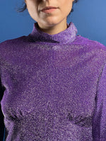 Load image into Gallery viewer, Vintage 1960s Lurex Purple Mod Style Top
