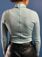 Load image into Gallery viewer, Vintage 1960s Mod Style Light Blue Body Suit
