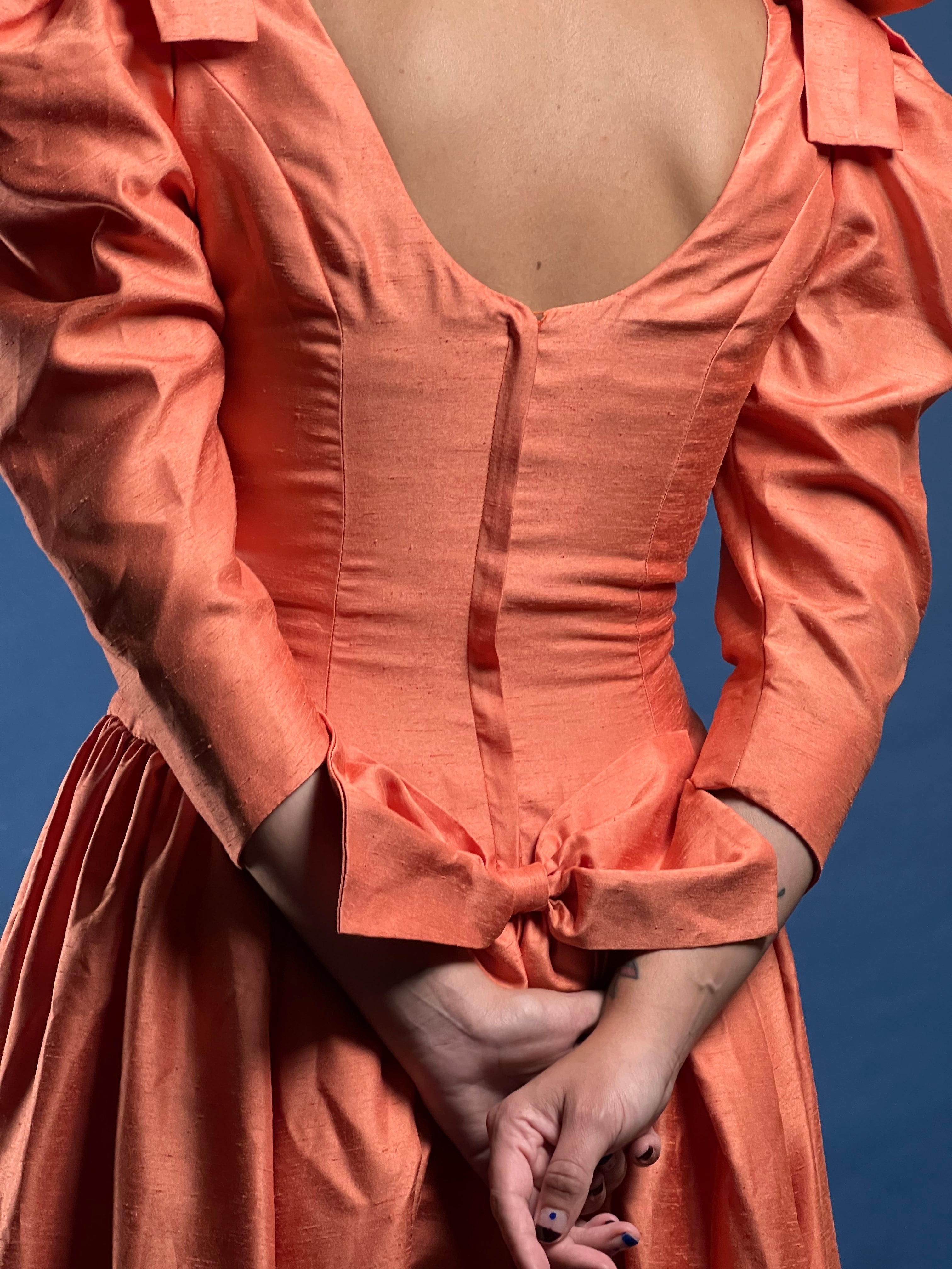 Vintage 1980s Organza Coral Maxi Dress