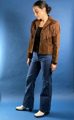 Load image into Gallery viewer, Vintage 1980s Ralph Lauren WesternWear Suede Blazer Jacket w/ Fringe
