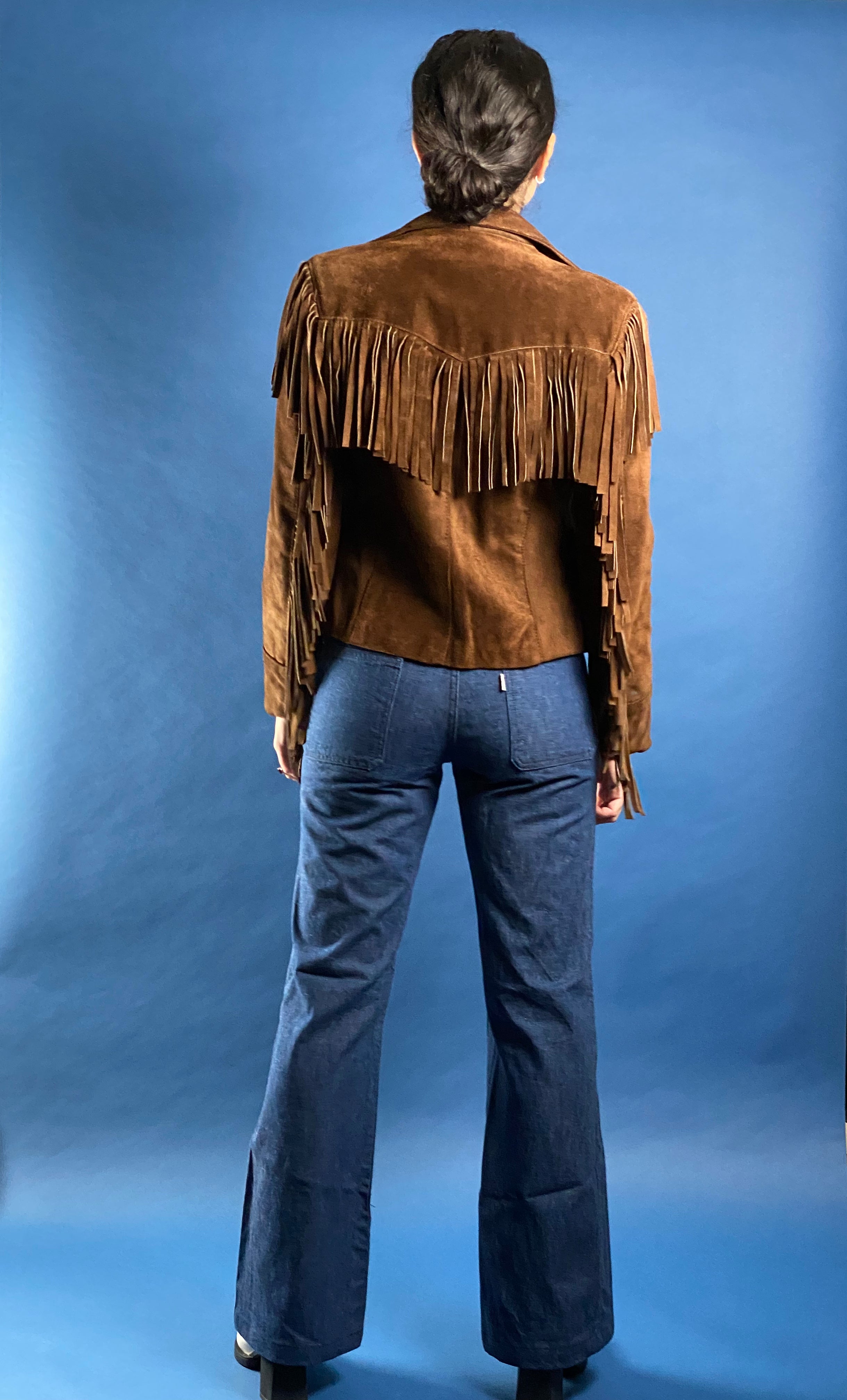 Vintage 1980s Ralph Lauren WesternWear Suede Blazer Jacket w/ Fringe