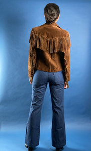 Vintage 1980s Ralph Lauren WesternWear Suede Blazer Jacket w/ Fringe