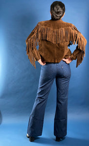 Vintage 1980s Ralph Lauren WesternWear Suede Blazer Jacket w/ Fringe