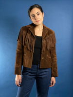 Load image into Gallery viewer, Vintage 1980s Ralph Lauren WesternWear Suede Blazer Jacket w/ Fringe
