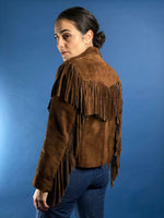 Load image into Gallery viewer, Vintage 1980s Ralph Lauren WesternWear Suede Blazer Jacket w/ Fringe
