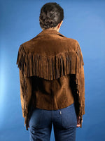 Load image into Gallery viewer, Vintage 1980s Ralph Lauren WesternWear Suede Blazer Jacket w/ Fringe
