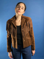 Load image into Gallery viewer, Vintage 1980s Ralph Lauren WesternWear Suede Blazer Jacket w/ Fringe
