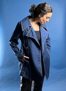 Vintage 1960s Joseph Magnin Blue Trench Coat