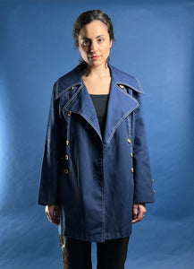 Vintage 1960s Joseph Magnin Blue Trench Coat