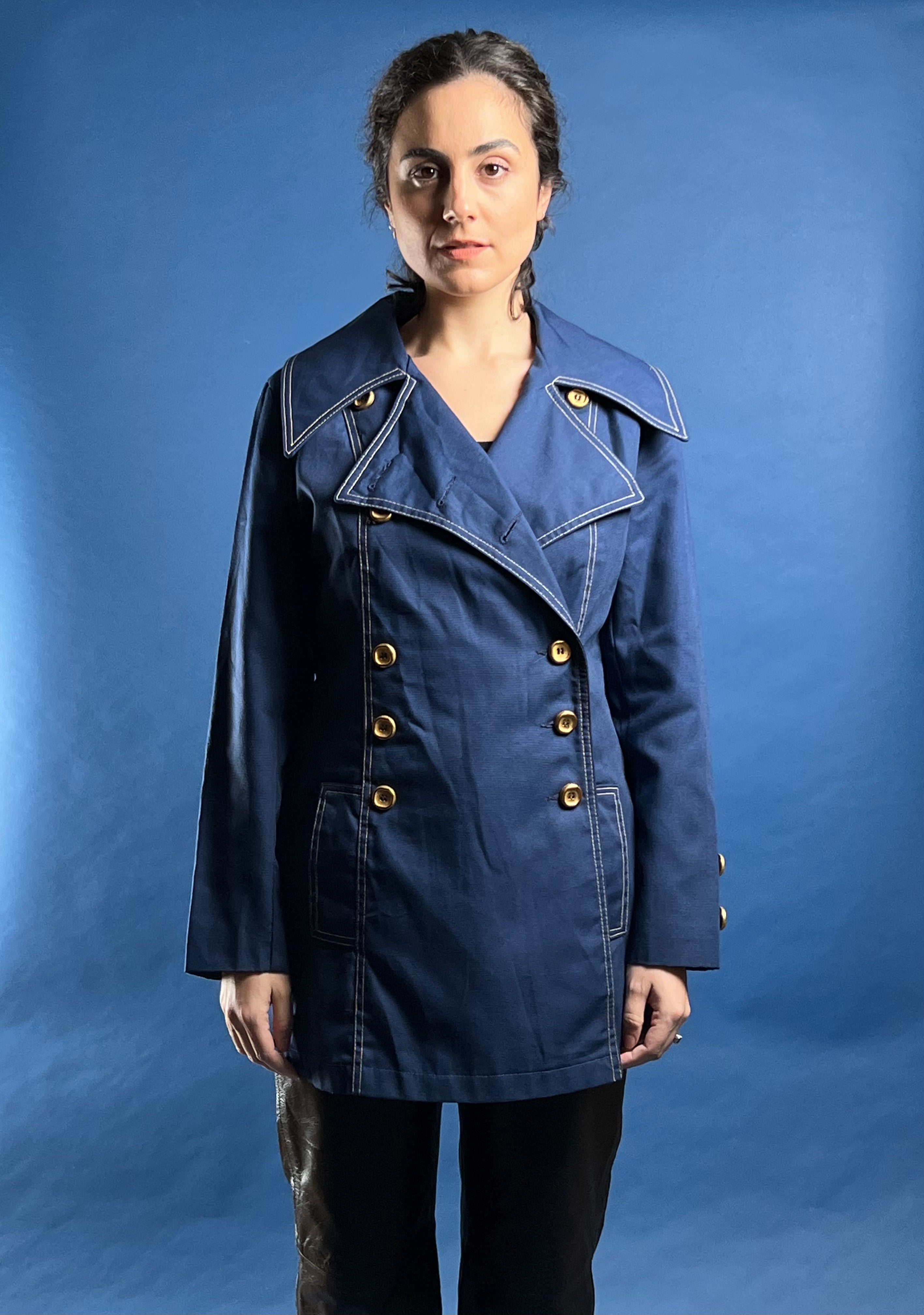 Vintage 1960s Joseph Magnin Blue Trench Coat