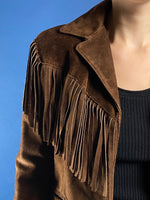 Load image into Gallery viewer, Vintage 1980s Ralph Lauren WesternWear Suede Blazer Jacket w/ Fringe
