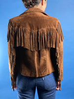 Load image into Gallery viewer, Vintage 1980s Ralph Lauren WesternWear Suede Blazer Jacket w/ Fringe
