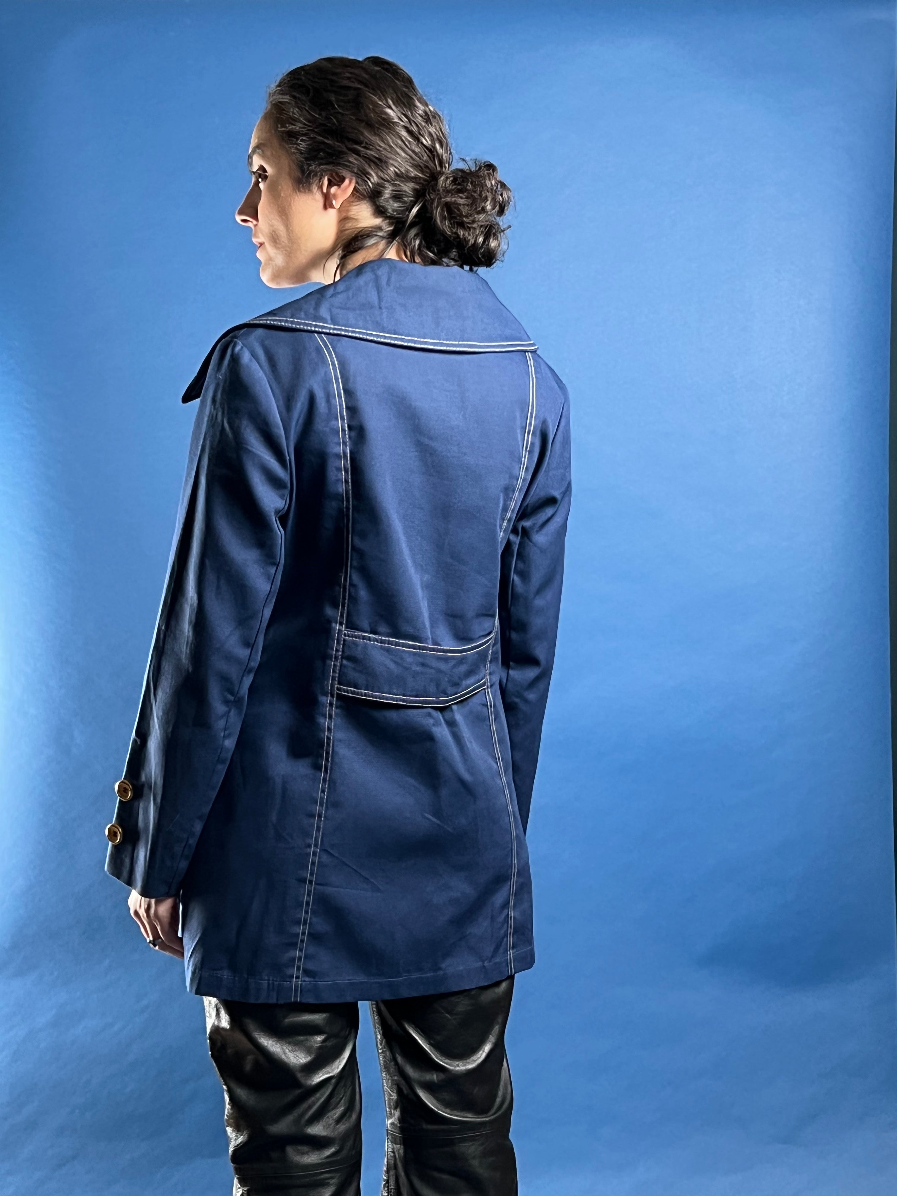 Vintage 1960s Joseph Magnin Blue Trench Coat