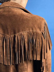 Vintage 1980s Ralph Lauren WesternWear Suede Blazer Jacket w/ Fringe