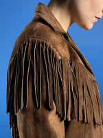 Load image into Gallery viewer, Vintage 1980s Ralph Lauren WesternWear Suede Blazer Jacket w/ Fringe
