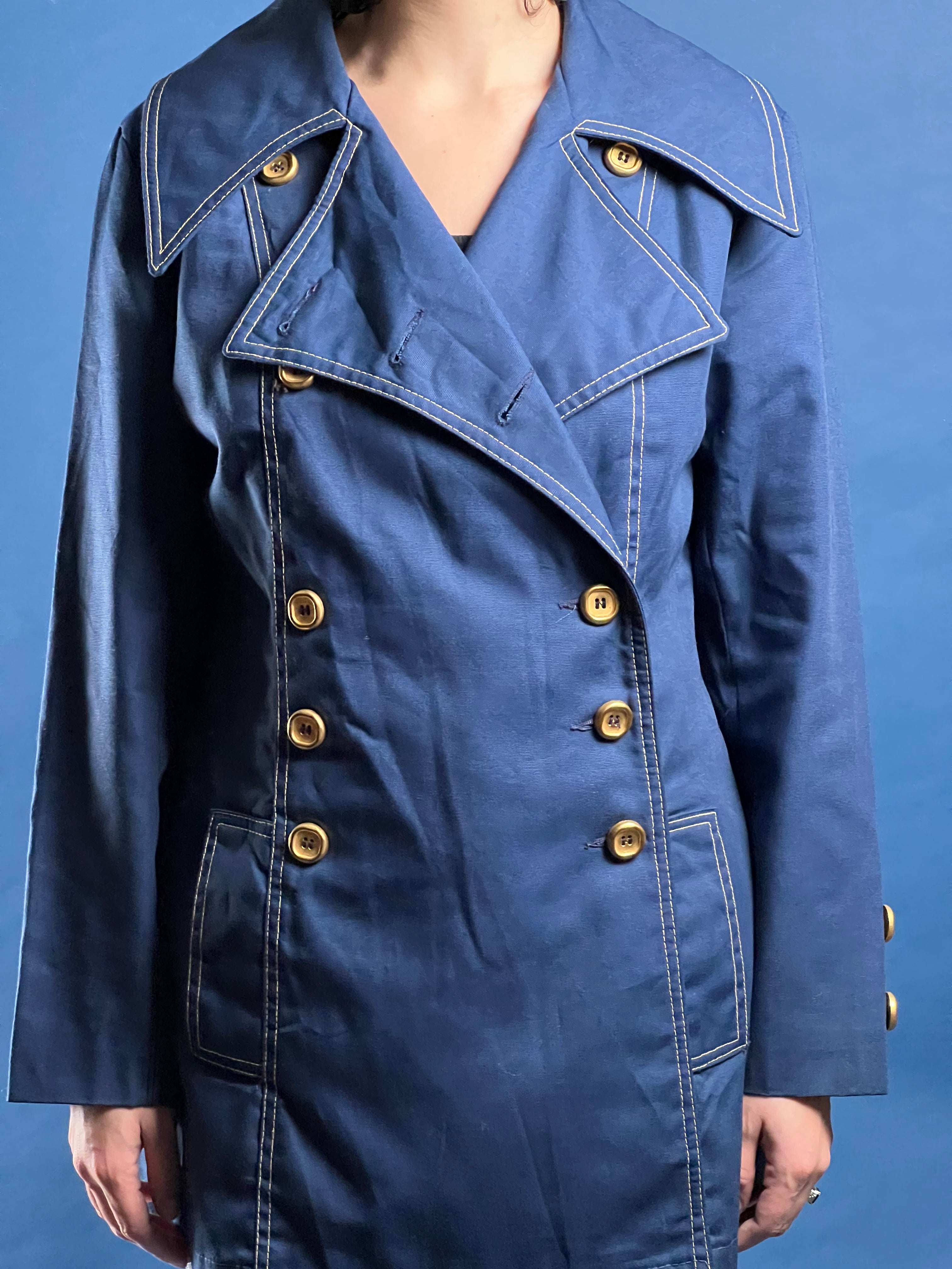 Vintage 1960s Joseph Magnin Blue Trench Coat