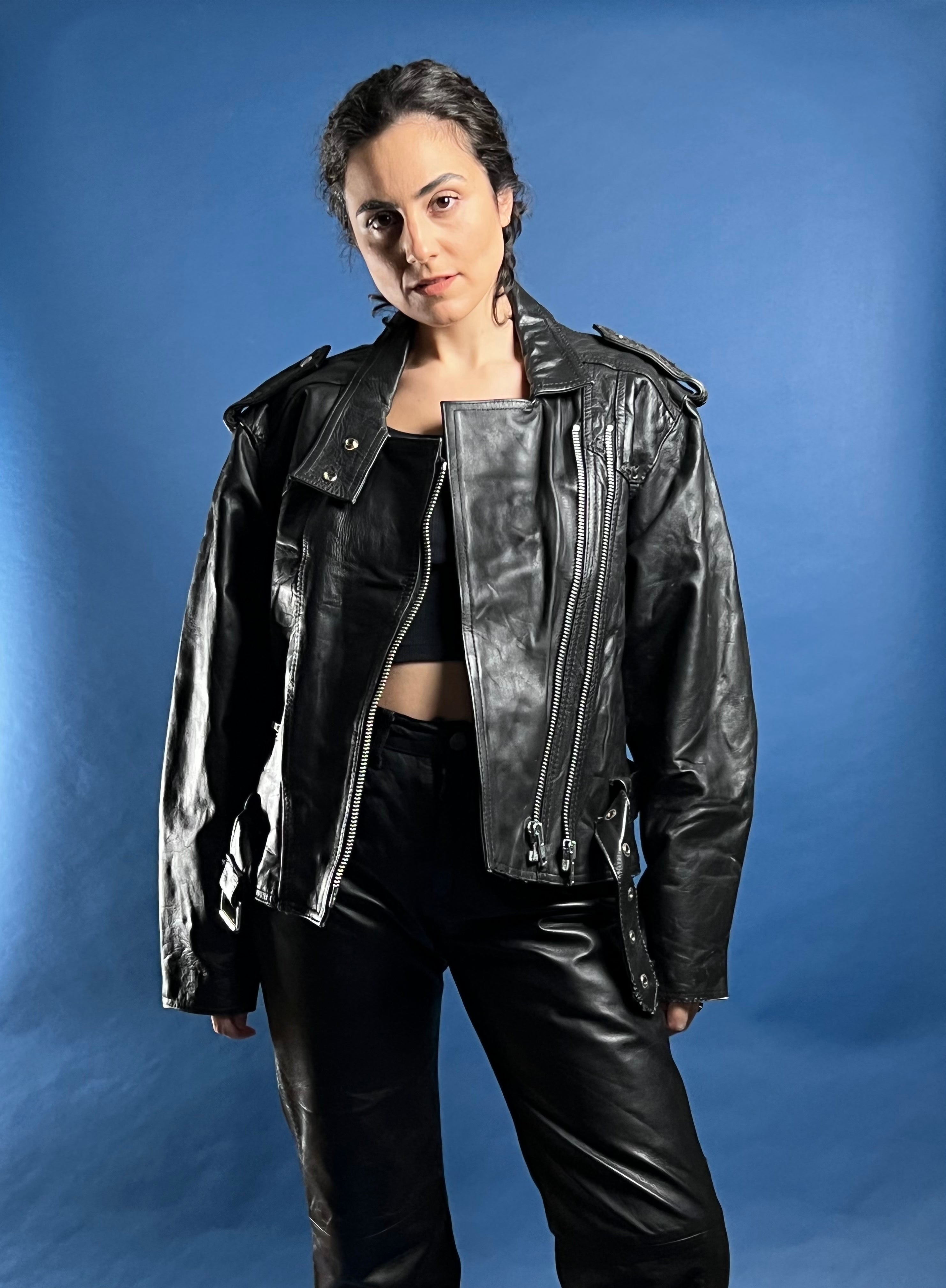 Vintage 1980s Black Leather Bikers' Jacket