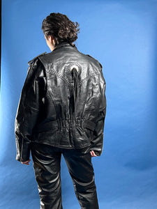 Vintage 1980s Black Leather Bikers' Jacket