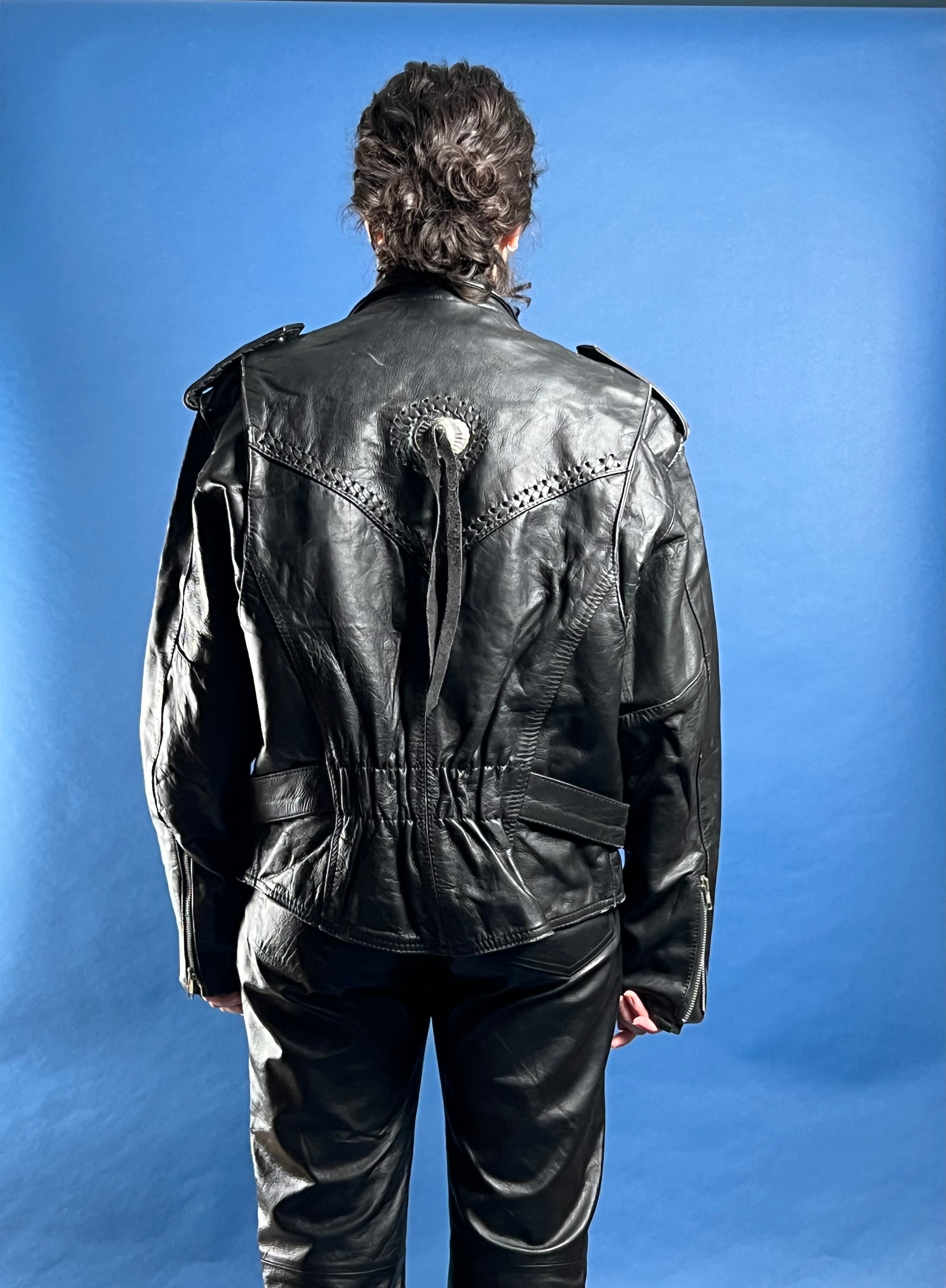 Vintage 1980s Black Leather Bikers' Jacket