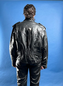 Vintage 1980s Black Leather Bikers' Jacket