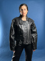 Load image into Gallery viewer, Vintage 1980s Black Leather Bikers&#39; Jacket
