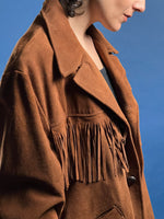 Load image into Gallery viewer, Vintage 1980s Suede Tan Western Jacket w/ Fringe
