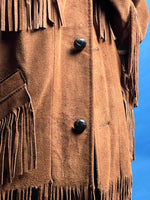 Load image into Gallery viewer, Vintage 1980s Suede Tan Western Jacket w/ Fringe
