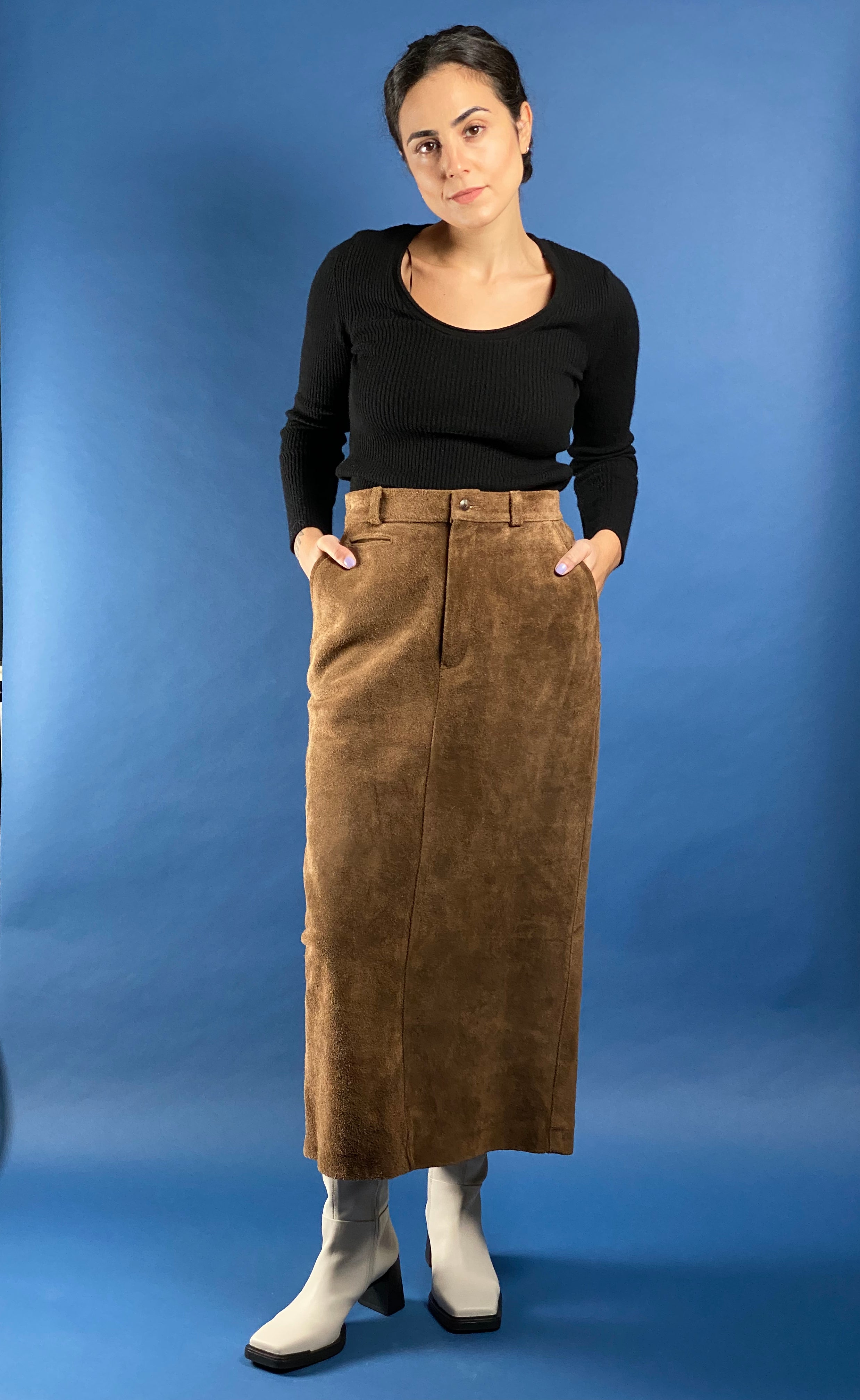 Vintage 1990s Ralph Lauren Country Suede Maxi Skirt