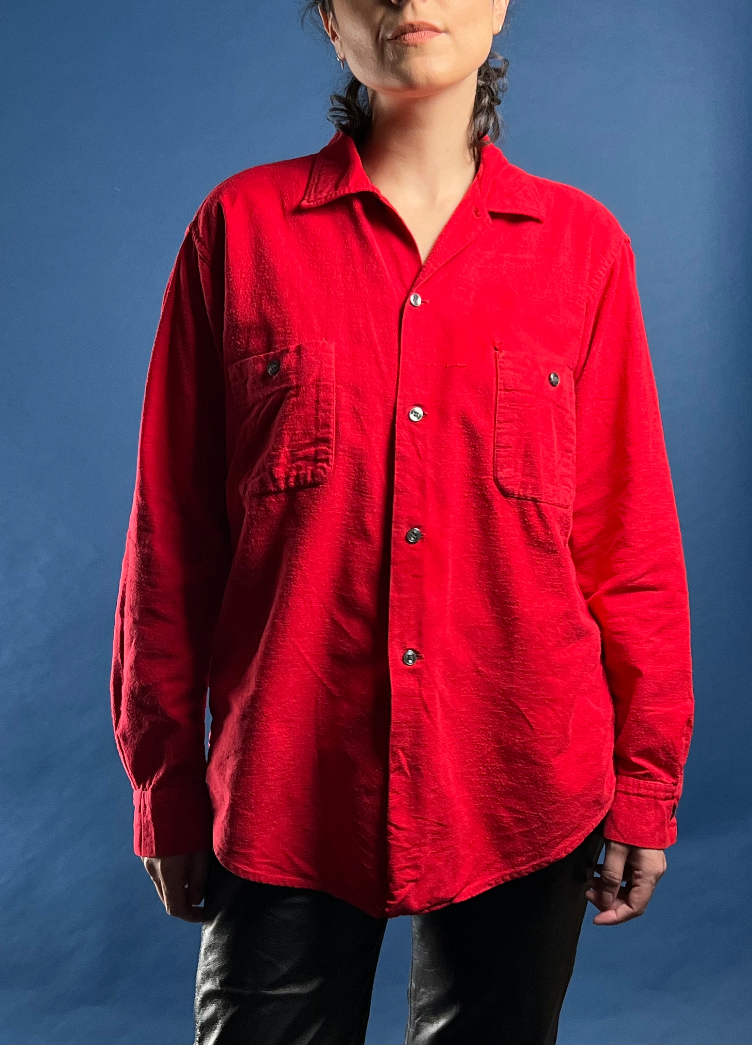 Vintage 1960s SANFORISED Red Flannel Shirt