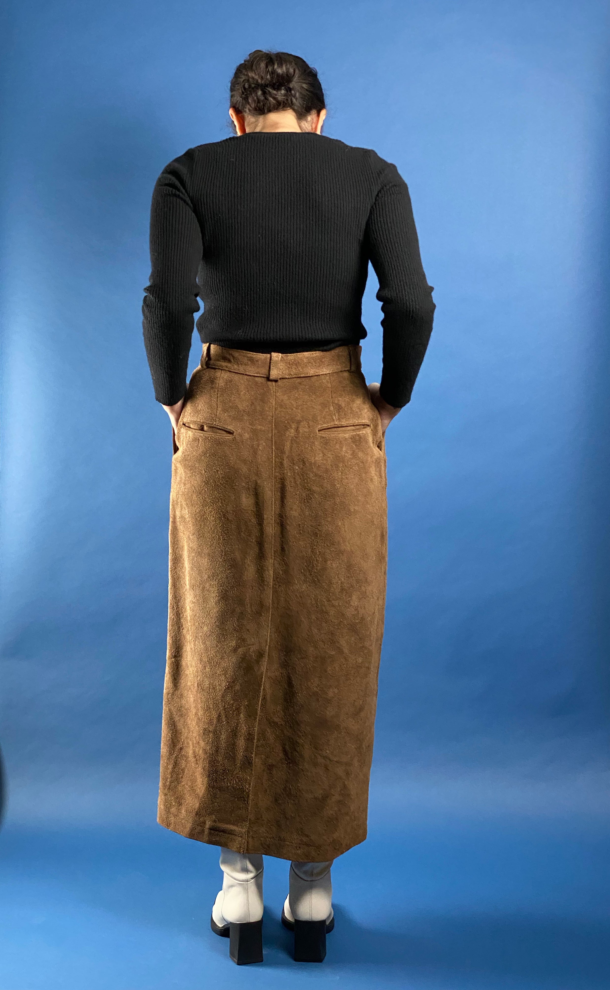 Vintage 1990s Ralph Lauren Country Suede Maxi Skirt