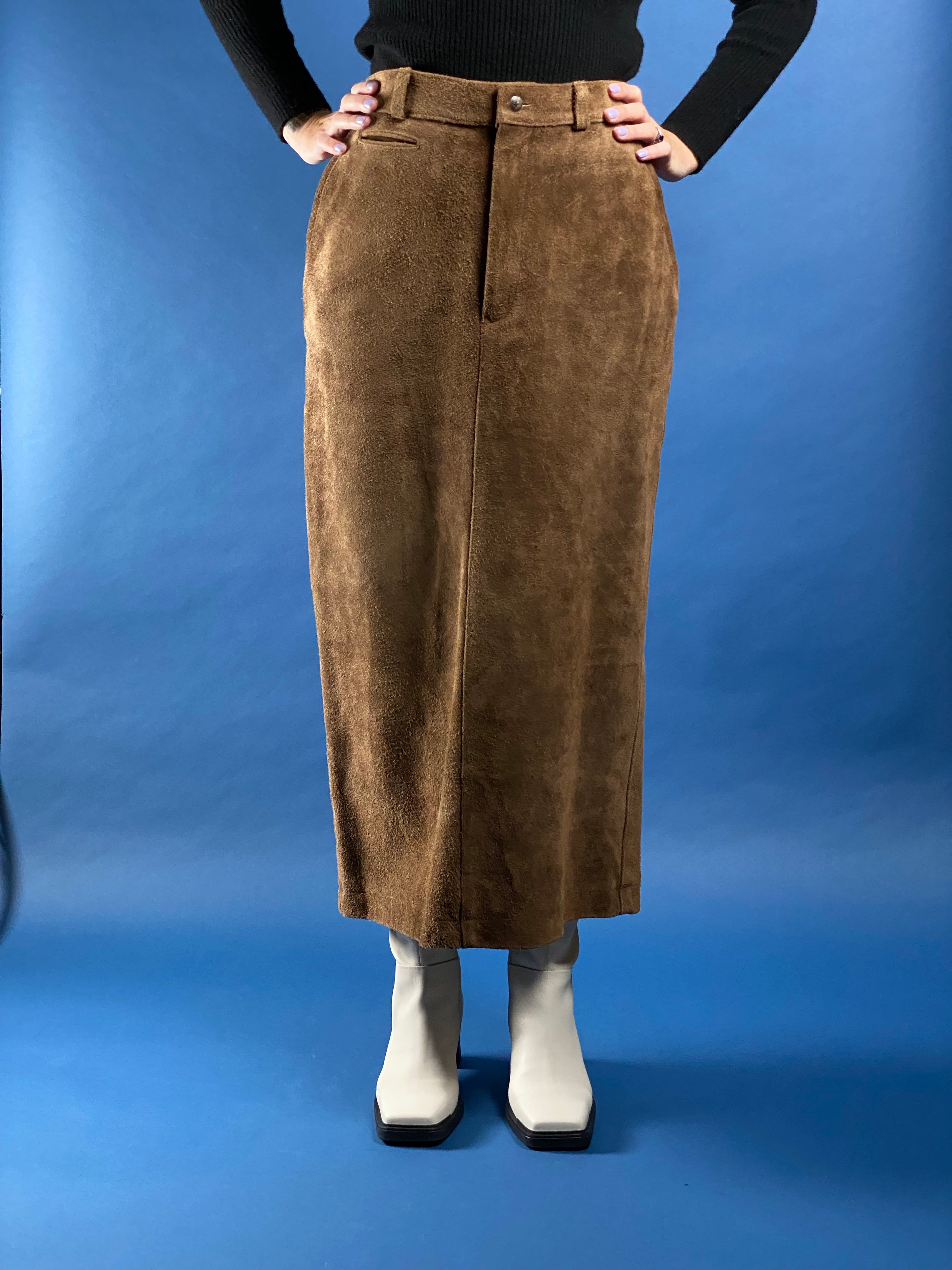 Vintage 1990s Ralph Lauren Country Suede Maxi Skirt