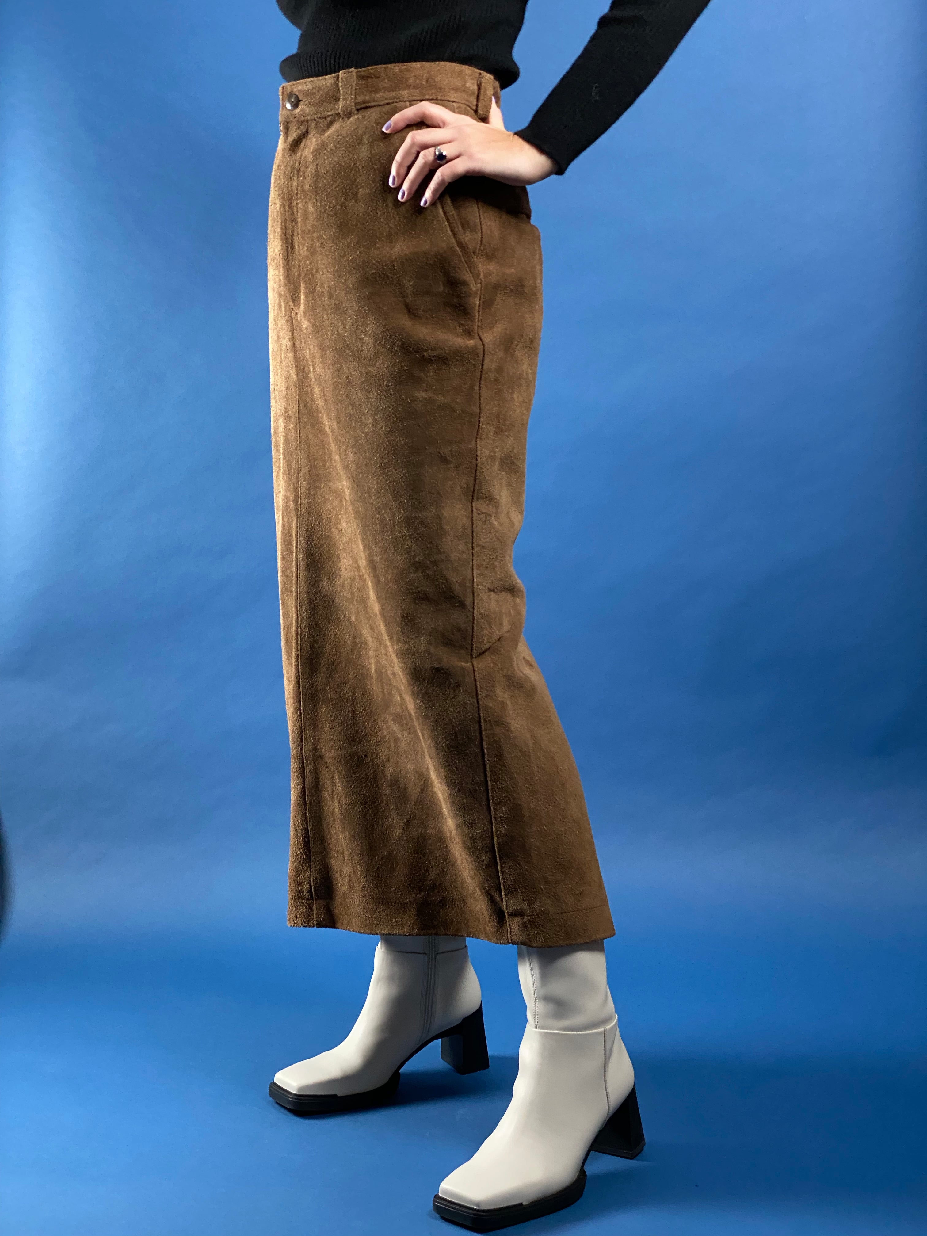 Vintage 1990s Ralph Lauren Country Suede Maxi Skirt