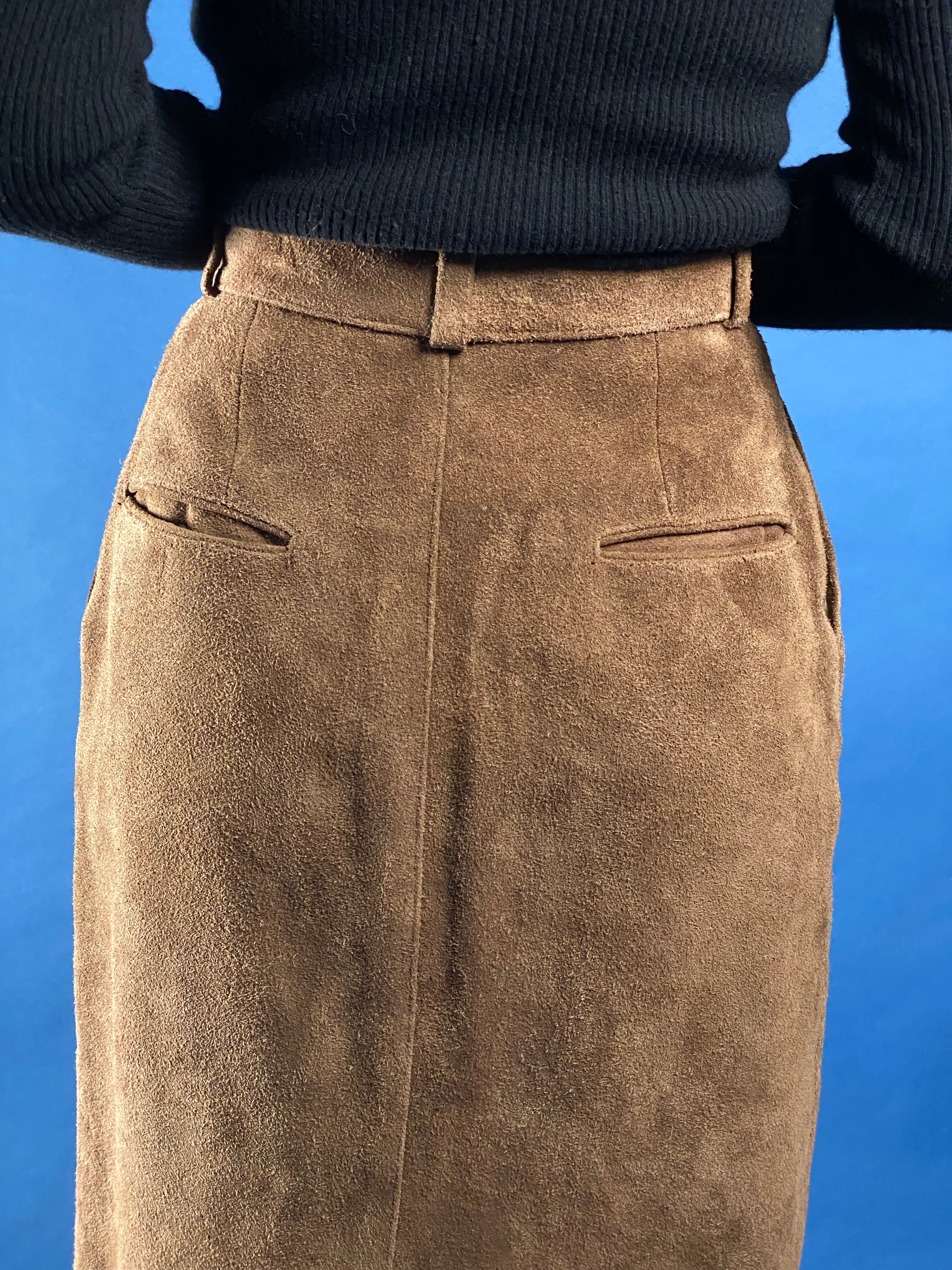 Vintage 1990s Ralph Lauren Country Suede Maxi Skirt