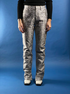 Vintage 1990s Gianfranco Ferré Silver Metallic Brocade Trousers