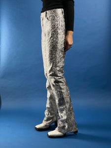 Vintage 1990s Gianfranco Ferré Silver Metallic Brocade Trousers