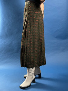 Vintage 1980s JAEGER Midi Polka Dot Pleated Skirt